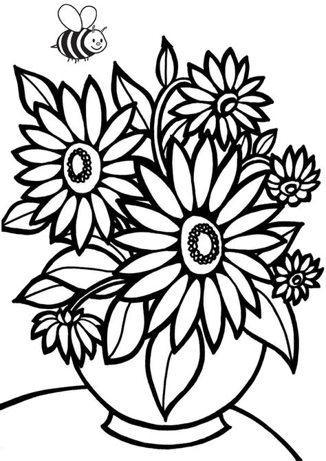 pictures of flowers to colour in