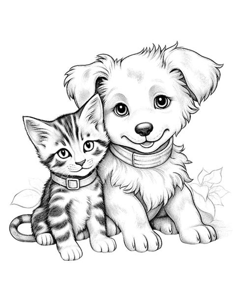 pictures of puppies and kittens to color