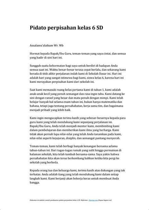 Pidato Perpisahan SD