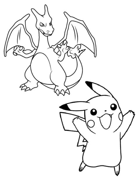 pikachu and charizard coloring pages