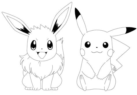 pikachu and eevee coloring pages
