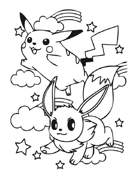 pikachu and eevee colouring pages