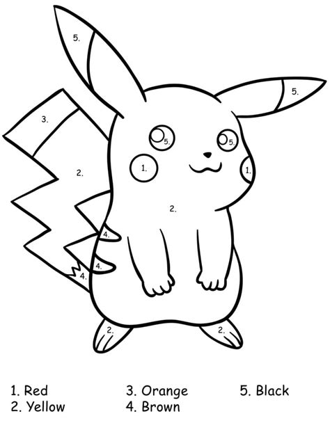 pikachu color by number printable