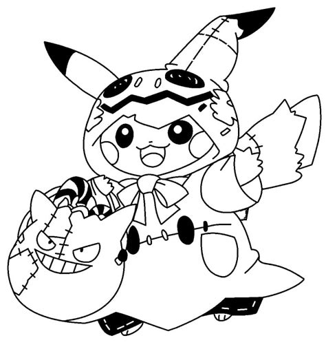 pikachu halloween coloring pages