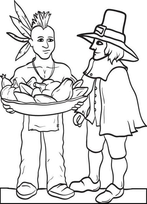 pilgrim and indian coloring pages