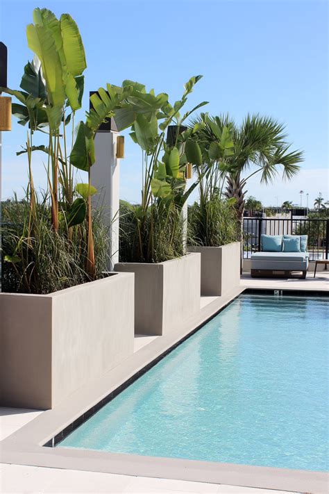 planters around pool