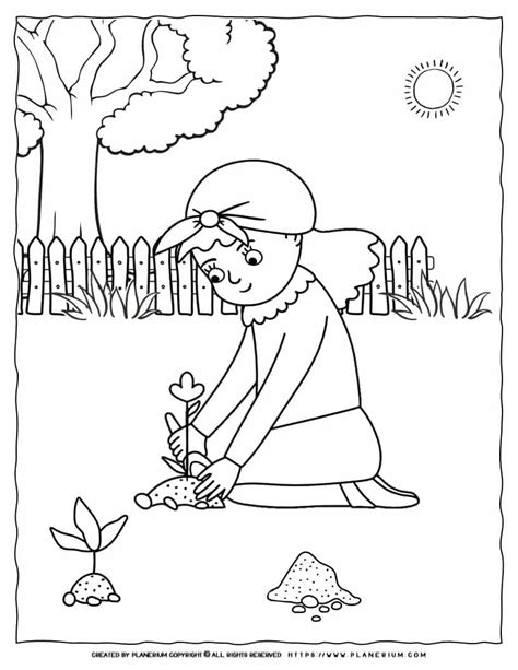 planting flowers coloring pages