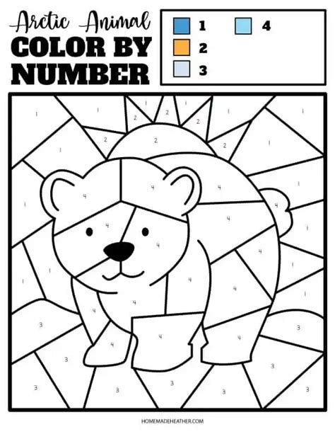 polar bear color by number