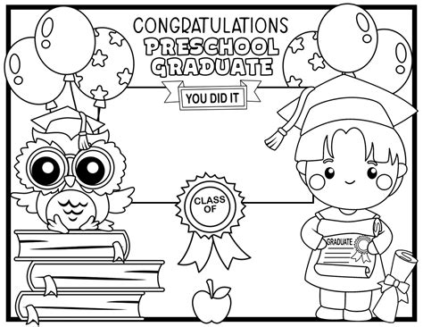 pre k graduation coloring pages