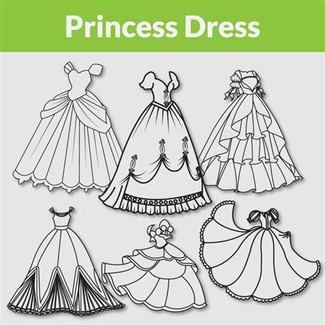 princess dresses coloring pages