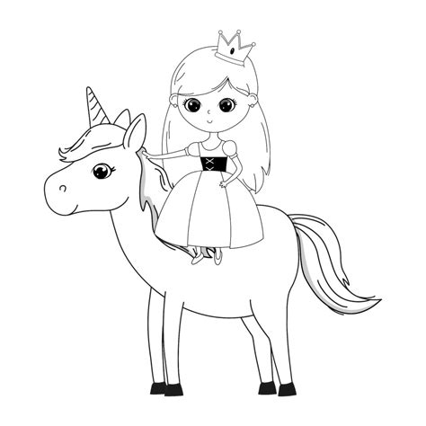 princess on a unicorn coloring page