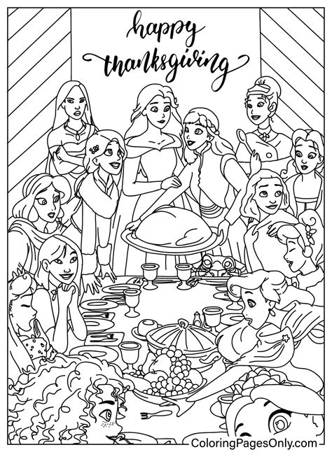 princess thanksgiving coloring pages