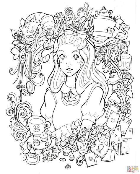printable alice in wonderland coloring pages for adults