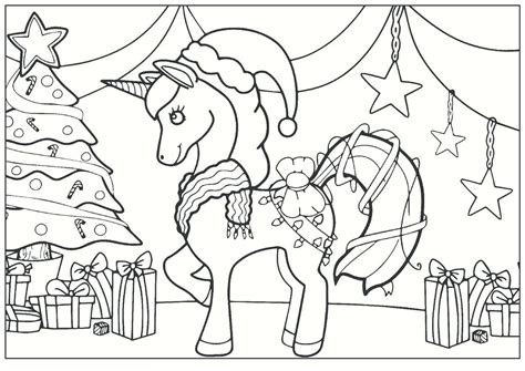 printable christmas unicorn coloring pages