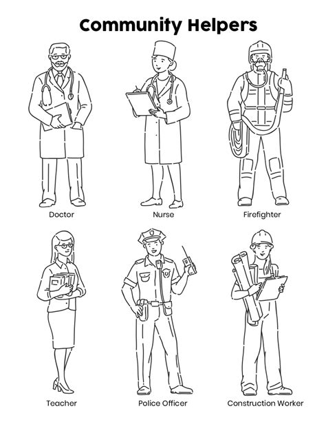 printable community helpers coloring pages