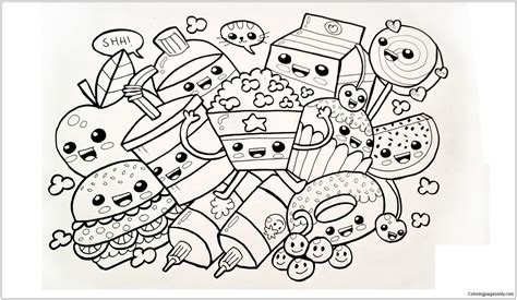 printable cute food coloring pages