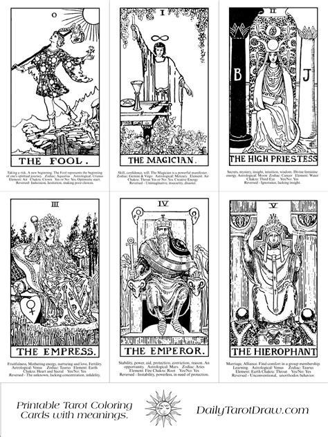 printable free tarot card coloring pages