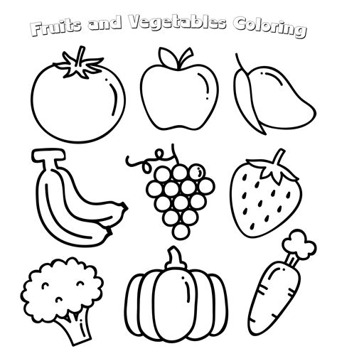 printable fruits and vegetables coloring pages pdf