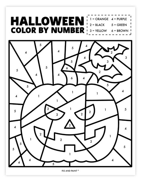 printable halloween color by number