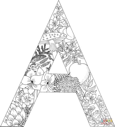 printable letter a coloring pages for adults