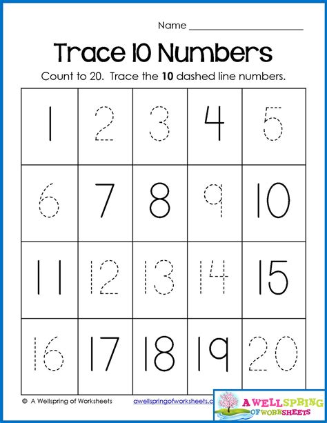 Printable Numbers Worksheets