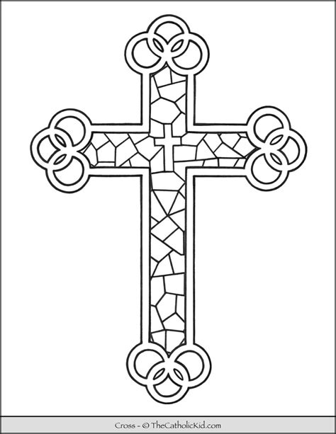 printable stained glass cross coloring pages