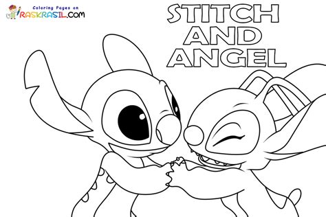 printable stitch and angel coloring pages