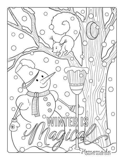 printable winter coloring pages for adults