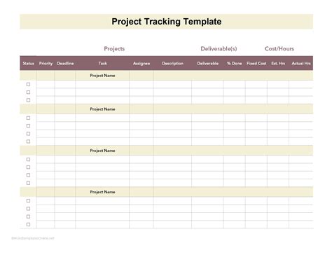 Project Management Tracker Template