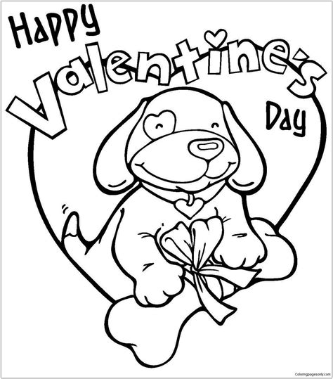 puppy valentines day coloring pages