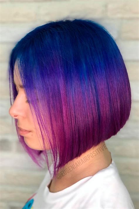 purple and blue ombre short hair