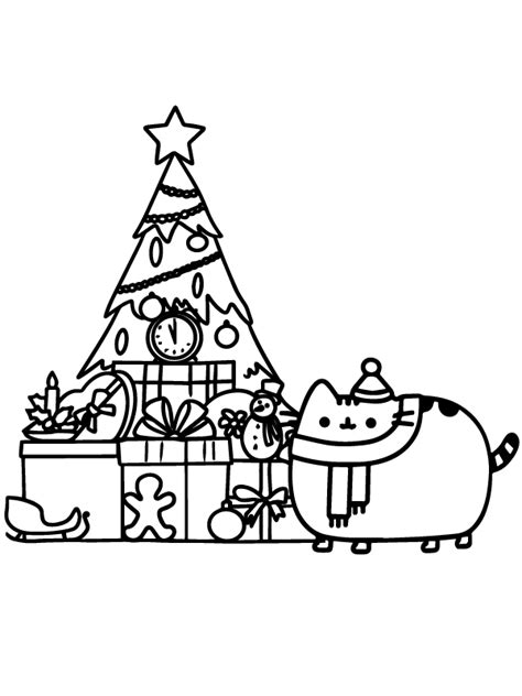 pusheen coloring pages christmas