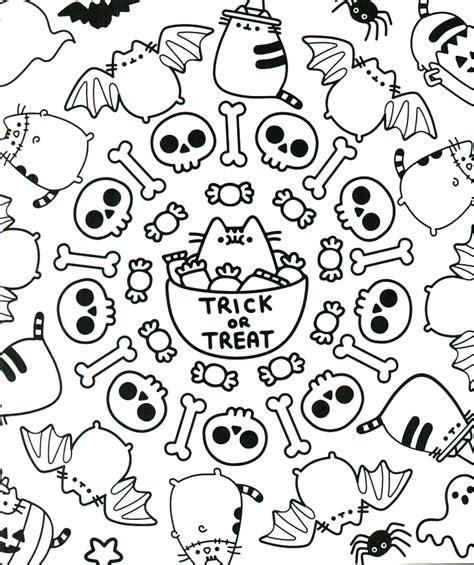 pusheen coloring pages halloween