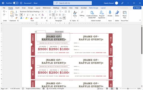 Raffle Ticket Template Microsoft Word