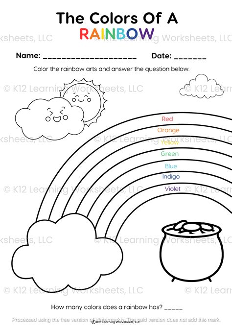 rainbow coloring worksheet