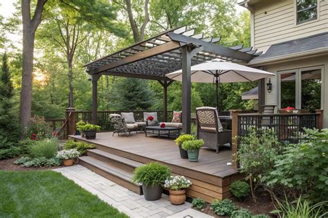 raised deck with pergola