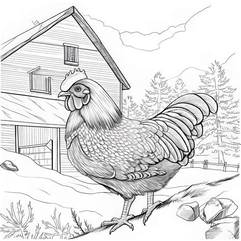 realistic chicken coloring pages