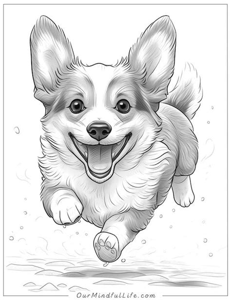 realistic corgi coloring pages