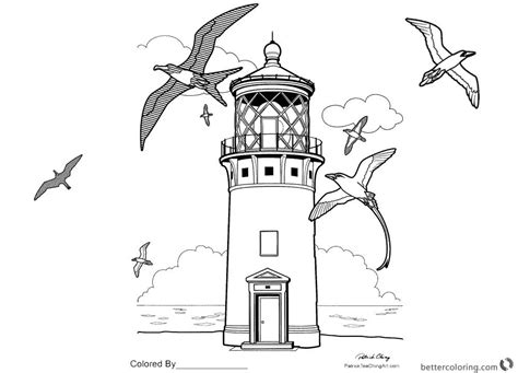 realistic lighthouse coloring pages
