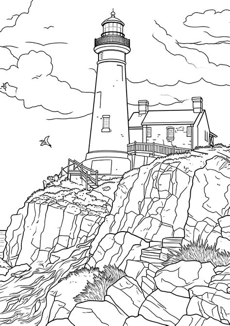 realistic lighthouse coloring pages