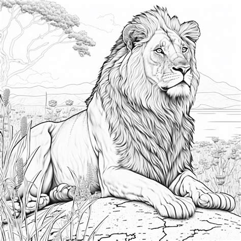 realistic lion coloring pages