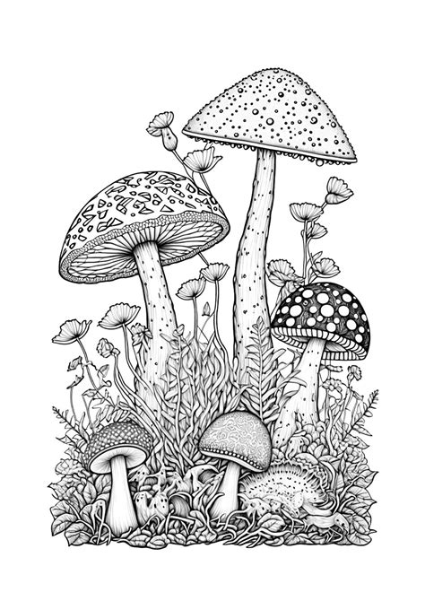 realistic mushroom coloring pages