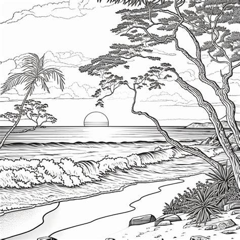 realistic sunset coloring pages