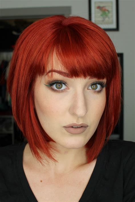 red short hair with bangs