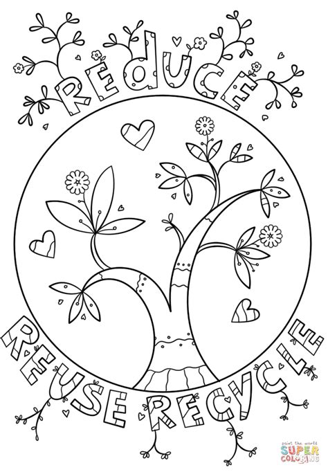 reduce reuse recycle coloring pages