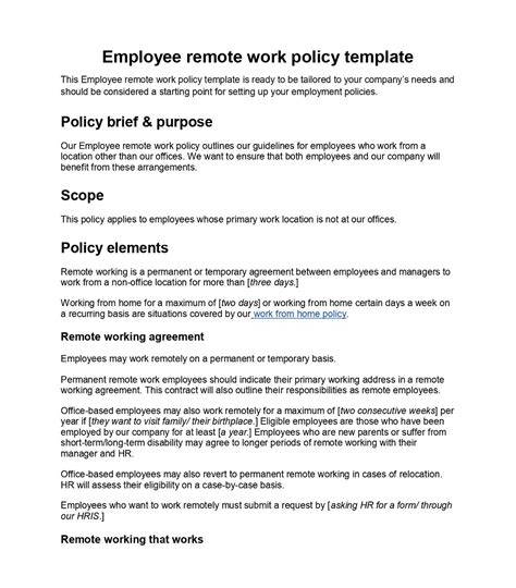 Remote Working Policy Template