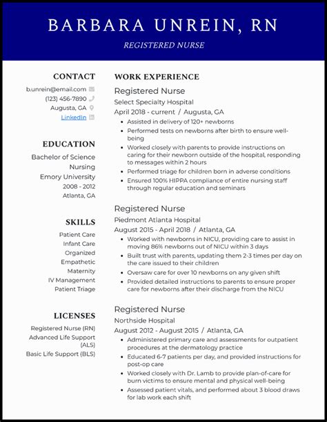 Resume Template For Nurses