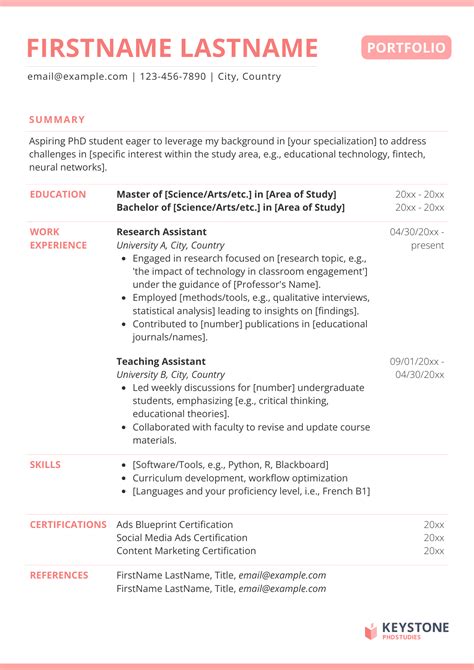 Resume Template For Phd