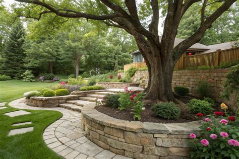 retaining wall around tree on slope