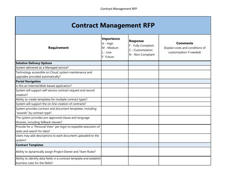 Rfp Spreadsheet Template